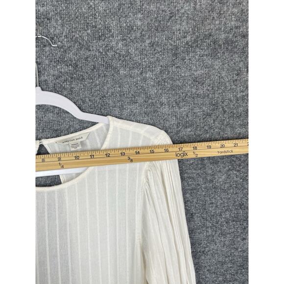 American Eagle Blouse Size M Sheer Keyhole Back Lightweight - Picture 3 of 12